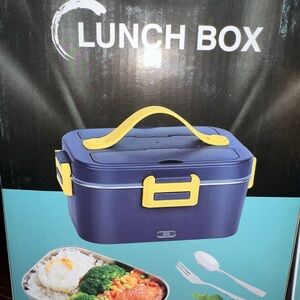 Navy and Yellow Portable Electric Lunch Box with Handle